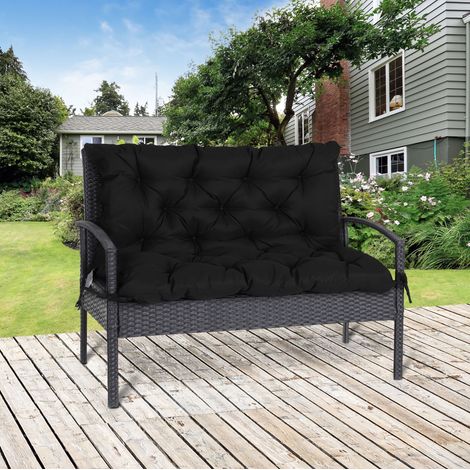 Cuscino per panca 100x98x8 cm in poliestere nero per giardino e soggiorno FloraGrace (1/5)
