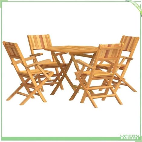 Ensemble à manger de jardin 5 pièces - FAFEICY - 3155030 - Bois de teck massif - Pliable - Table carrée 85x85 cm (1/5)
