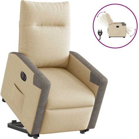 Fauteuil inclinable électrique en tissu beige (1/5)