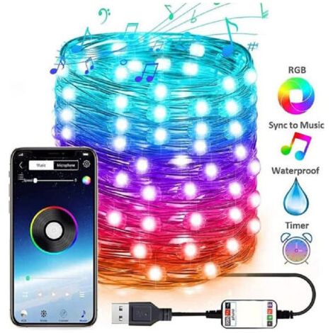 Guirlande lumineuse LED pour sapin de Noël, USB, Bluetooth, application, intérieur, avec télécommande, 20 m, 200 LED - (1/4)