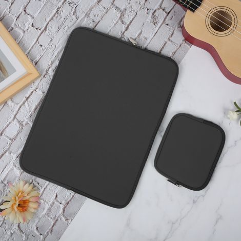 Sacoche pour ordinateur portable avec fermeture éclair, coloris uni, multi-tailles, housse pour tablette iPad, étui de protection, noir, 14 pouces