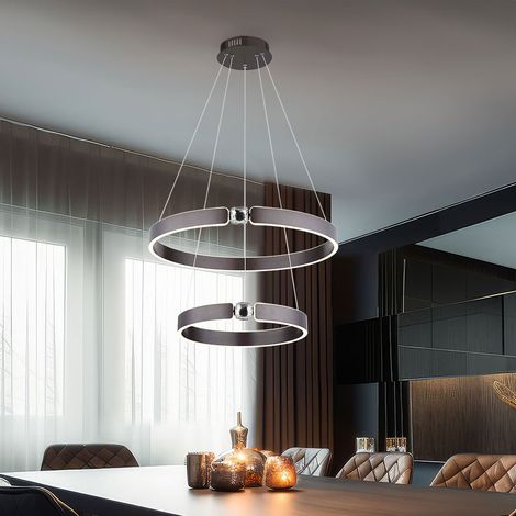 Hängelampe Pendellampe Esstischlampe Kristall Ringe bronze gebürstet LED H 125cm (1/5)