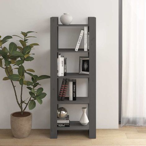 vidaXL Bibliothèque/Séparateur de pièce Gris 60x35x160 cm Bois massif (1/5)