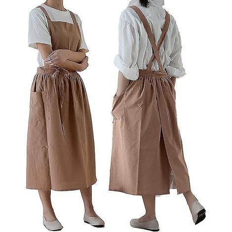 tablier Impermable En Coton Et Lin Pour Femme - Orange Taille Unique - Pour Nettoyer Les Jardins, Les Cuisines, Les Cafs Et Les Magasins (1/5)