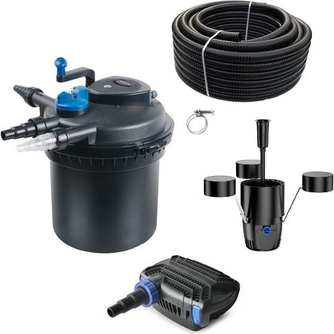 Druckteichfilter Set CPF 5000 mit 10W Eco Pumpe 10m Schlauch externer Skimmer Nr.20