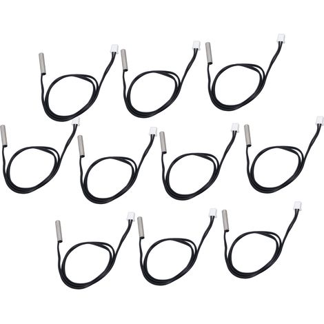 Lot de 10 sondes de température à thermistance NTC, transducteur de température à tête cylindrique 5 x 25 mm, 500 mm, 50 K, B3950