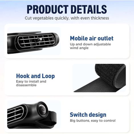 Ventilatore per sedile auto 2026 – Senza pale con potente flusso d'aria, raffreddatore per auto adatto per sedili anteriori e posteriori, mini ventilatore climatizzatore a 3 velocità (nero) (1/5)
