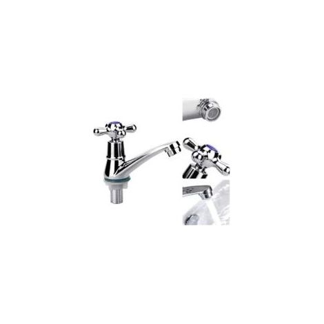 Robinet de lavabo à poignée unique, robinet mitigeur à eau froide, robinet d'eau froide, robinet d'évier de salle de bain, robinet de vestiaire chromé à poignée croisée avec filtre--