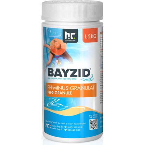 Höfer Chemie 1.5 kg BAYZID pH moins granulé - l'ORIGINAL pour une valeur de pH optimale et une excellente qualité de l'eau