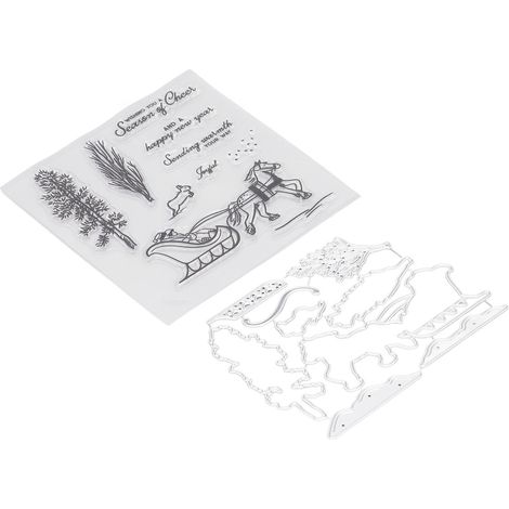 Ensemble de tampons et matrices de découpe pour la création de cartes, matrices de découpe en métal, tampon en silicone transparent, fournitures artistiques pour le scrapbooking et les loisirs créatif (1/5)