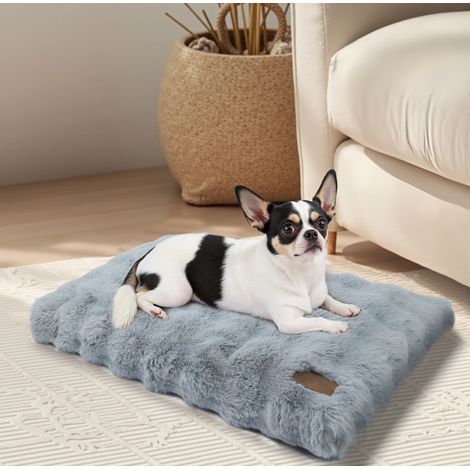 Tapis pour Chien Orthopédique Confortable avec Tissu Peluche Doux, Coussin Chien Déhoussable et Lavable en Machine pour Animaux de Compagnie - Gris 76x51x10cm