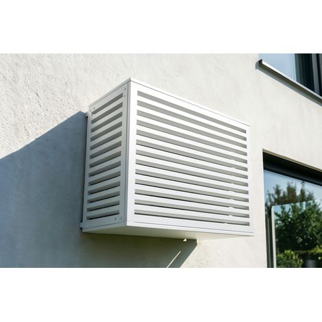 Cubierta para aire acondicionado y bomba de calor ANETO aluminio blanco con parte inferior - tamaño M (1/5)