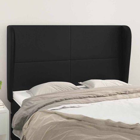 vidaXL Tête de lit avec oreilles Noir 147x23x118/128 cm Similicuir (1/5)