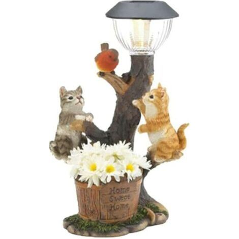BUNTHAUS Ensoleille – Figurine solaire écureuil en résine 12 cm – Lampe décorative extérieure – Pour jardin et patio – Éclairage LED solaire (1/5)