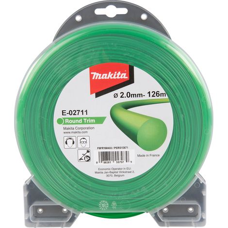 Makita – Fil rond nylon 2,0mm – E02711 – Longueur 126m – Haute résistance à l'effilochage – Compatible débroussailleuses