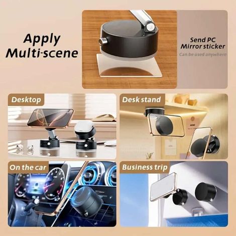 Supporto magnetico retrattile con ventosa - Ventosa elettrica a 360° per auto, supporto a doppia rotazione per auto/specchio/palestra/cucina, mani libere (Rosa) (1/4)