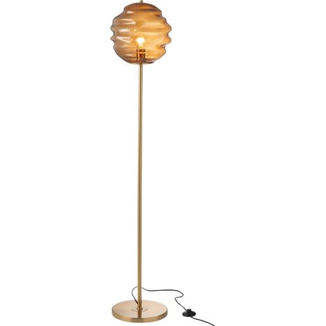 Lampadaire ruche en verre marron ambiance chaleureuse - Verre marron doré élégant (1/3)