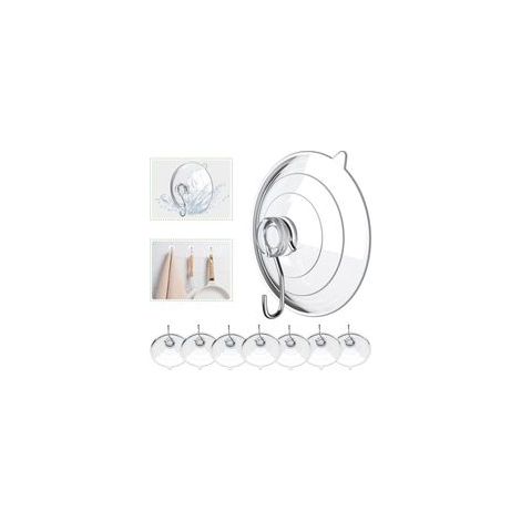 Lot de 8 crochets à ventouse transparents, ventouses en PVC avec crochets métalliques (1/5)