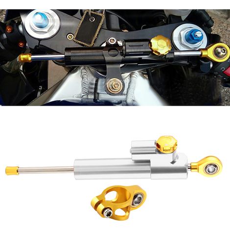 Universeller Motorradlenker aus Aluminiumlegierung, Lenkungsstabilisator, Stoßdämpfer, Sicherheitslenker, Silber (1/5)