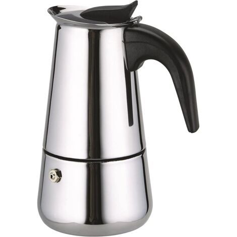 QORVA-300ML Cafetière italienne en acier inoxydable pour expresso 6 tasses, compatible avec gaz, vitrocéramique et cuisinière électrique Usage domestique