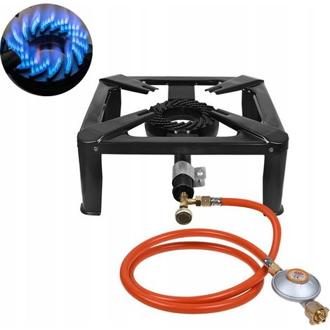 Bruciatore a gas, stufa in ghisa, 40x40 cm, 8 kW, kit riduttore tubo flessibile