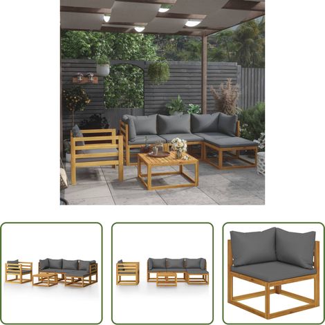 Holzsofa - 6-tlg. Garten-Lounge-Set mit Auflagen Massivholz Akazie (1/5)
