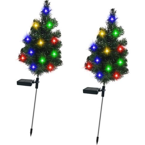 Lampe solaire de pelouse à piquet sapin de Noël étanche pour fêtes éclairage paysager extérieur jardin cour décoration (1/5)