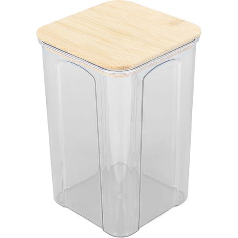 Boîte de conservation hermétique transparente avec couvercle en bambou pour nouilles, farine, céréales, riz, thé, café en grains, 1400 ml, 10,7 x 17 cm / 4,2 x 6,7 pouces (1/5)