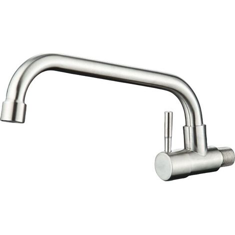 Robinet Mural Eau Froide pour Cuisine. Mitigeur Evier Mural Brossé Anti-empreinte.Mousseur Démontable (1/4)