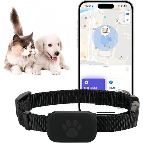 Collar GPS para gatos y perros，Localizador de mascotas sin cuotas de suscripción，12 meses de duración de la batería，Resistente al agua (1/5)