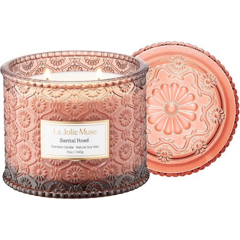 LA JOLIE MUSE Sandelholz-Rosé-Duftkerze 2-Docht-Soja-Kerze 340g (1/5)