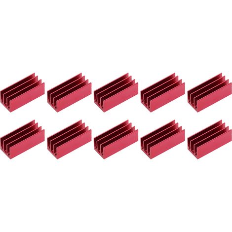 10 dissipateurs thermiques en aluminium 40x16x16mm refroidisseur radiateur kit rouge (1/5)
