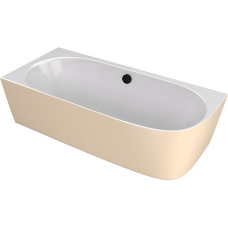 SUSSI L Baignoire d'angle sur pied en fonte de marbre 160x70x50cm, blanc/beige mat (1/2)