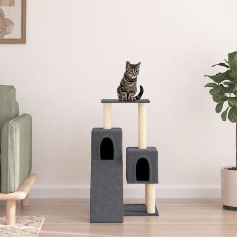 Arbre à chat avec poteaux en sisal, gris foncé, 82 cm
