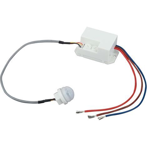 Mini rilevatore di movimento a infrarossi, da incasso, 230 V, sensore con interruttore automatico per installazione interna, con mini sensore crepuscolare integrato, angolo di rilevamento 120°, portat (1/5)