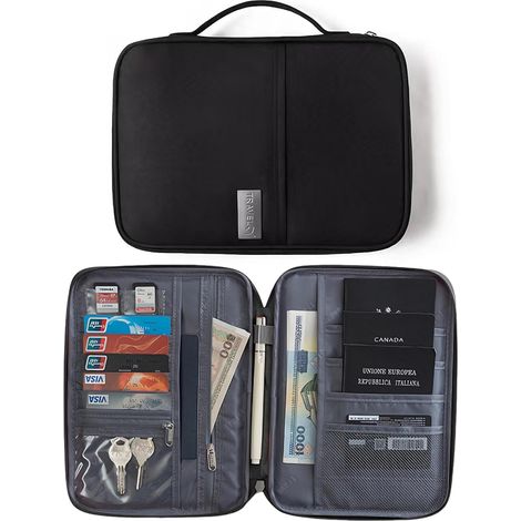 Porte-documents pour véhicule - Format A5 - Noir - Pour papiers automobiles - Porte-documents fin pour boîte à gants (1/5)