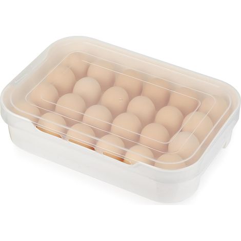 1 Boîte à œufs, Plastique PP, Transparent, 24 compartiments, Rangement réfrigérateur congélateur (1/5)