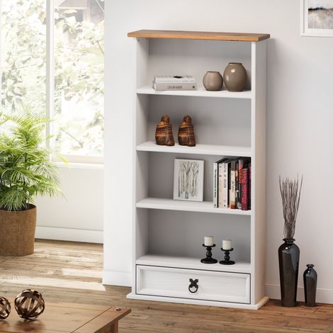 Corona White 1 Drawer DVD Rack Bookshelf (1/2)