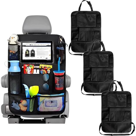 3er-Set Rückenlehnenschutz und Organizer, Auto Organizer mit extra großem 13" Tabletfach und 9 Taschen, Auto Rücksitz Organizer, Autositz Organizer