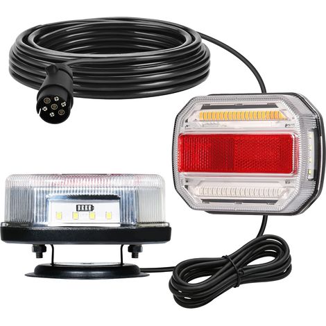 Feux Arrière Remorque LED Magnétiques 12V/24V Feu de Remorque Aimanté 7,5M Câble 7 Broches Plug (1/5)