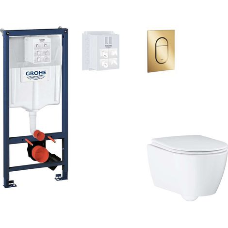 Grohe Rapid SL - Conjunto de instalación pre-pared, inodoro, asiento SoftClose y Arena Cosmopolitan S, botón Cool Sunrise SANI11BB4140 (1/5)