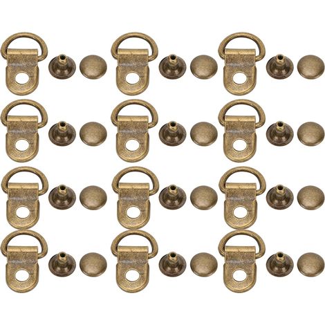 100 jeux de crochets pour lacets, œillets en forme de D, outils de rivetage en laiton pour chaussures et sacs en cuir (DIY), bronze 9x14 mm (1/5)