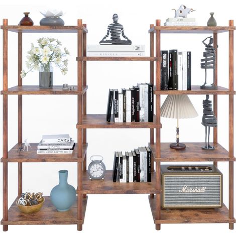 Libreria Scaffale Aperto Stabile Retro Rustico Grande Marrone (1/5)