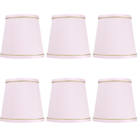 Abat-jour en tissu moderne, 6 pièces, bord or rose pour ampoule E14 (1/4)