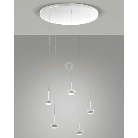 3804-49-102 MONTATURA BIANCA COMPLETA TONDA CCT 2700K - 3000K - 4000K - 35W - 3750 lm 5 LUCI DIMMERABILE