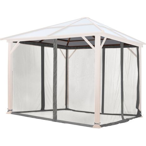 TOOLPORT Moskitonetz für Gartenpavillon Forest Deluxe 3x3 m - Polyester - Insektengitter mit Reißverschluss - grau (1/5)