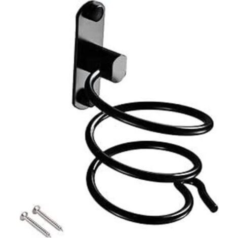 Support pour sèche cheveux pour montage mural avec perçage Pour hôtel, salle de bain, WC, barbier Aluminium, finition mate, noir, 1 pièce. (1/4)