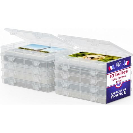 10 Stackable Photo Storage Boxes with Handles, Secure Closure, BPA-Free, for Home and Office (1/5)
