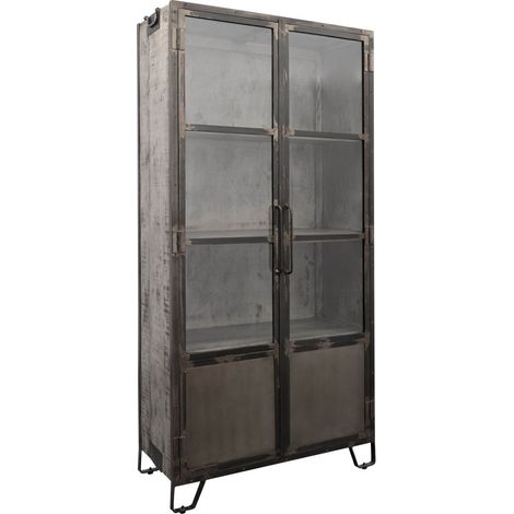 vetrina in legno di Mango 90x40x190 grigio scuro laccato HEAVY INDUSTRY 123
