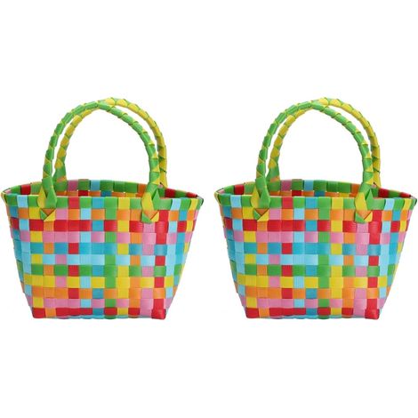 Stück Aufbewahrungskörbe, Einkaufstaschen, Marktkörbe für Damen, Handtaschen, Einkaufstaschen, Regalorganizer, kleine Spielzeug-Reisetaschen, Kunststoff, gewebt (1/5)
